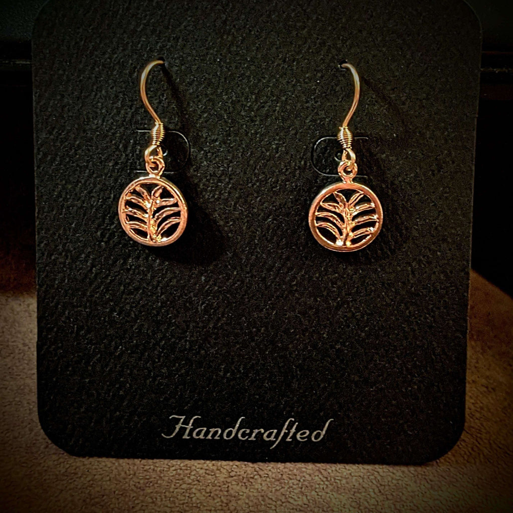 Palm Leaf Rose Gold dangle earrings