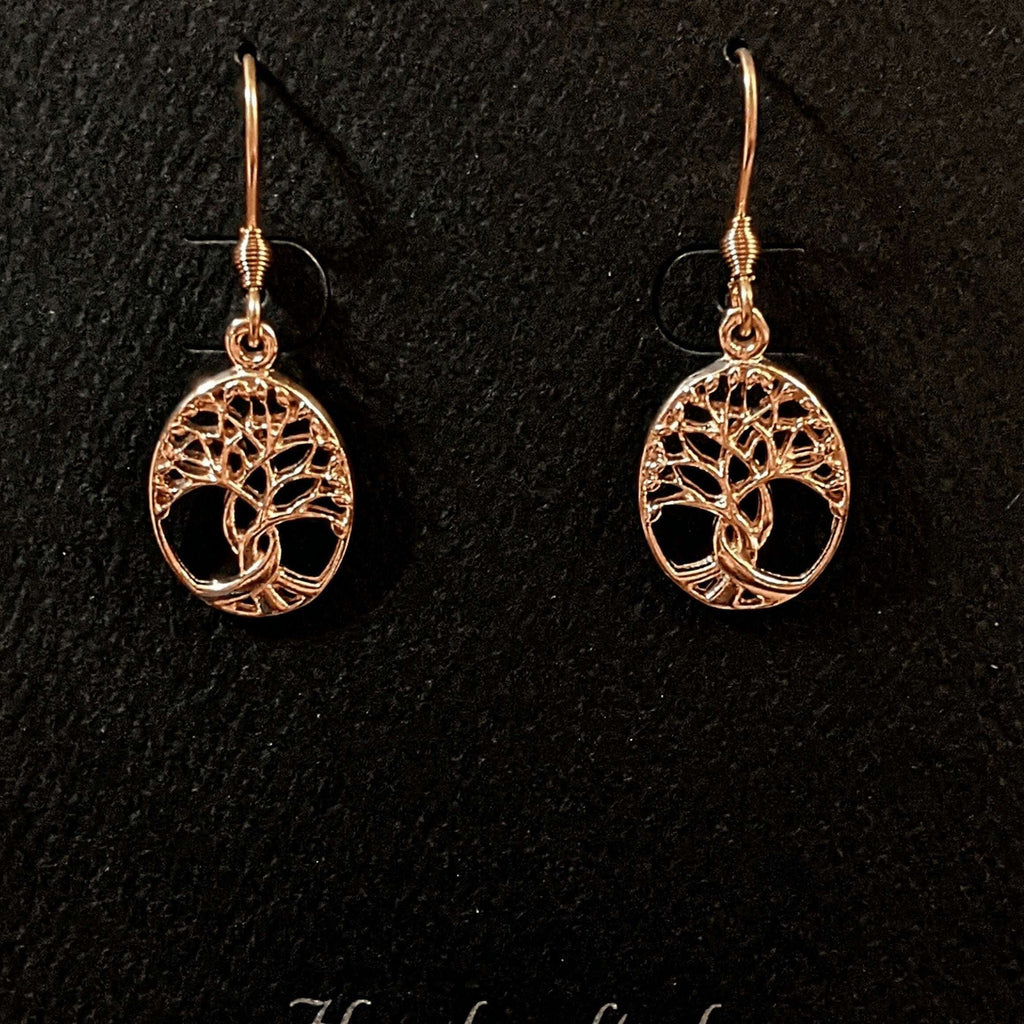 Tree of Life Rose Gold necklace earrings set,18 inch Earrings Only