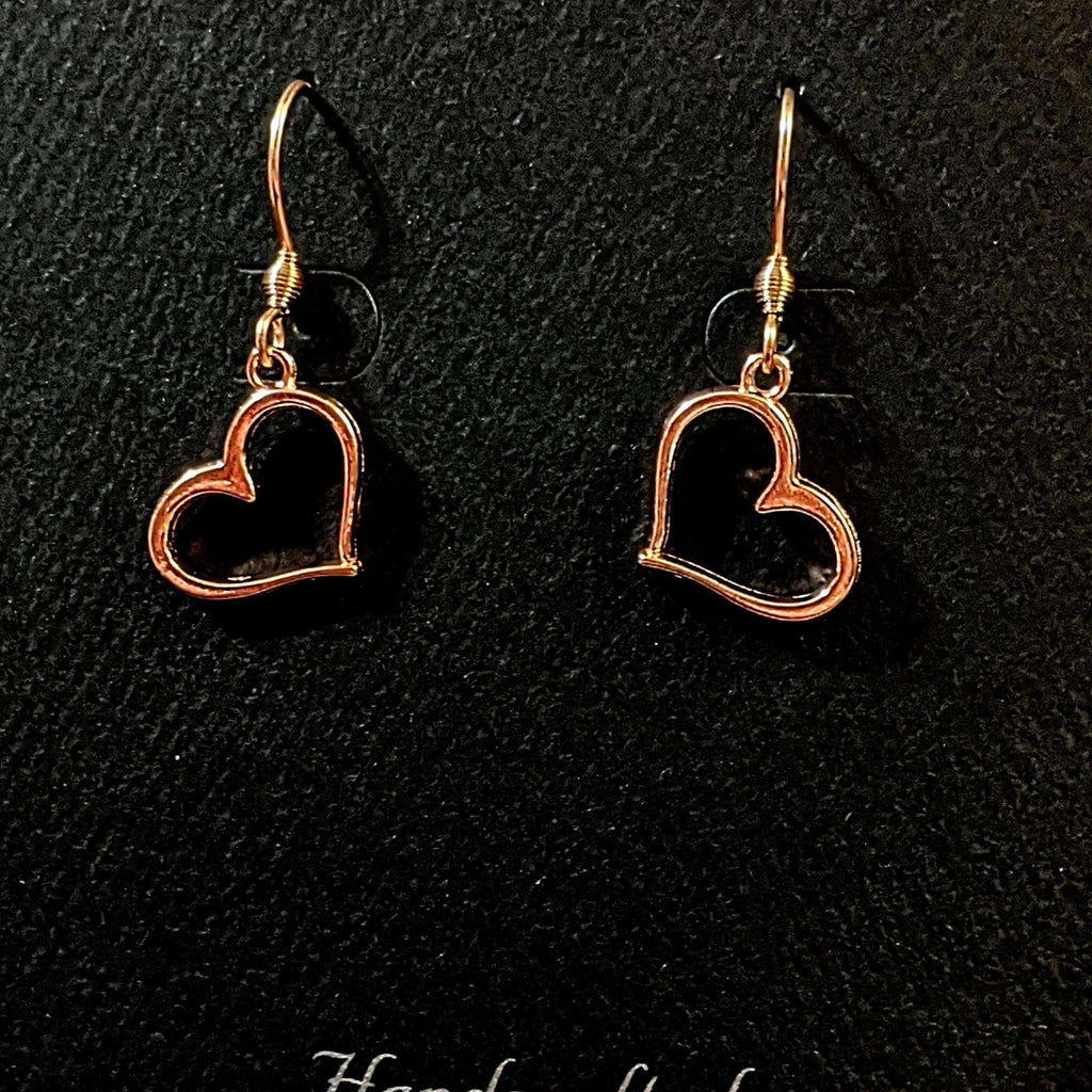 Open Heart Rose Gold necklace and earring set, 18 inch Earrings Only