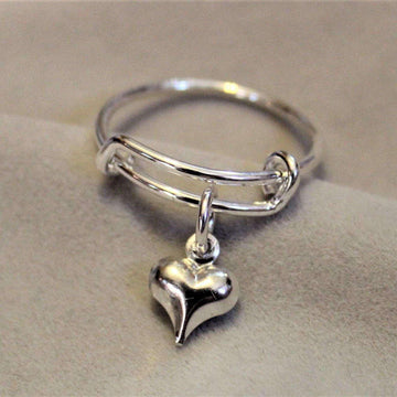 Puffy Heart Expandable Charm Ring