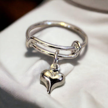 Puffy Heart Expandable Charm Ring