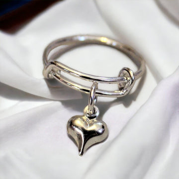 Puffy Heart Expandable Charm Ring