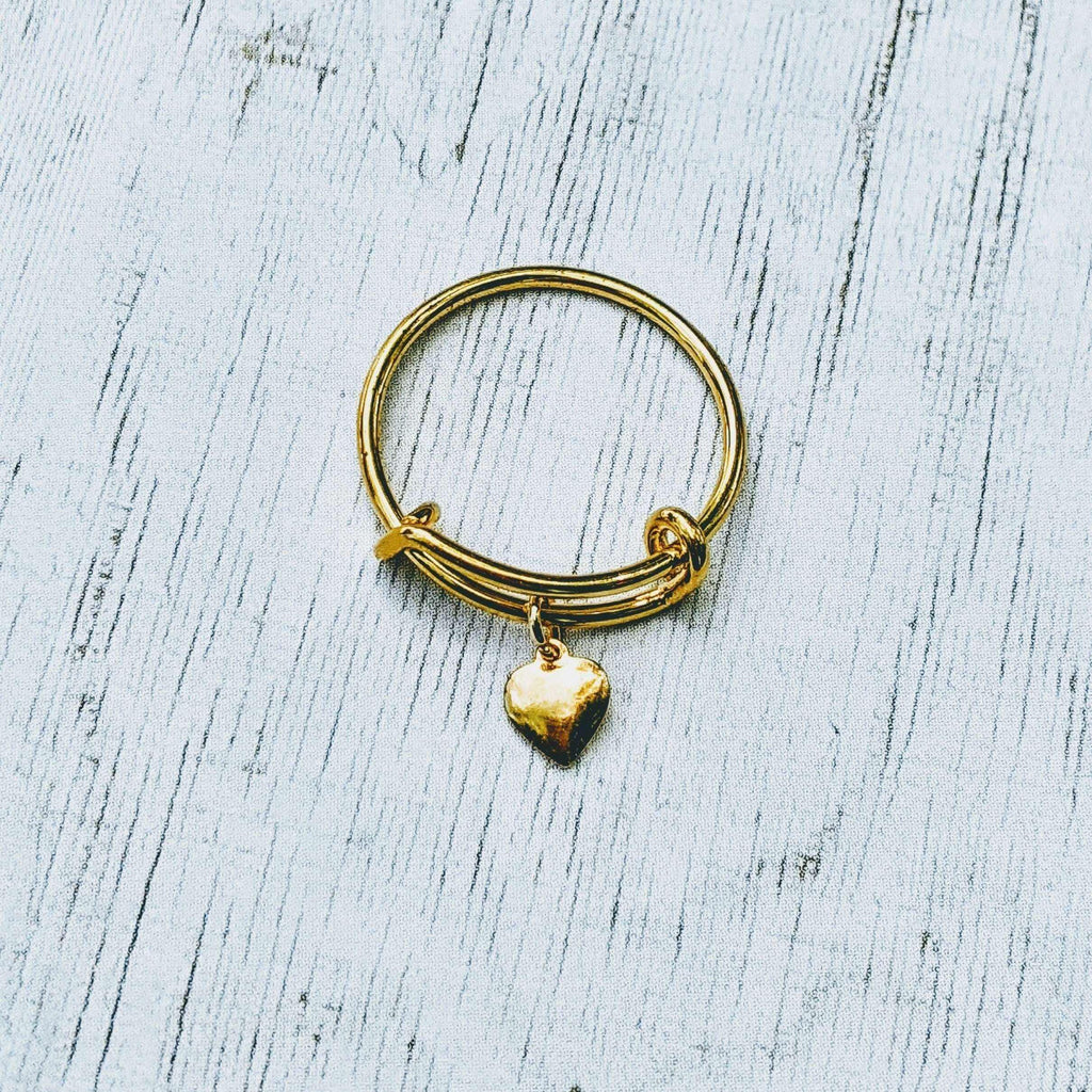 Gold Heart Expandable Charm Ring