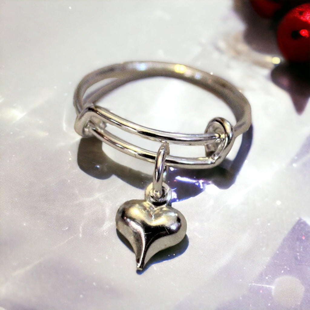 Puffy Heart Expandable Charm Ring