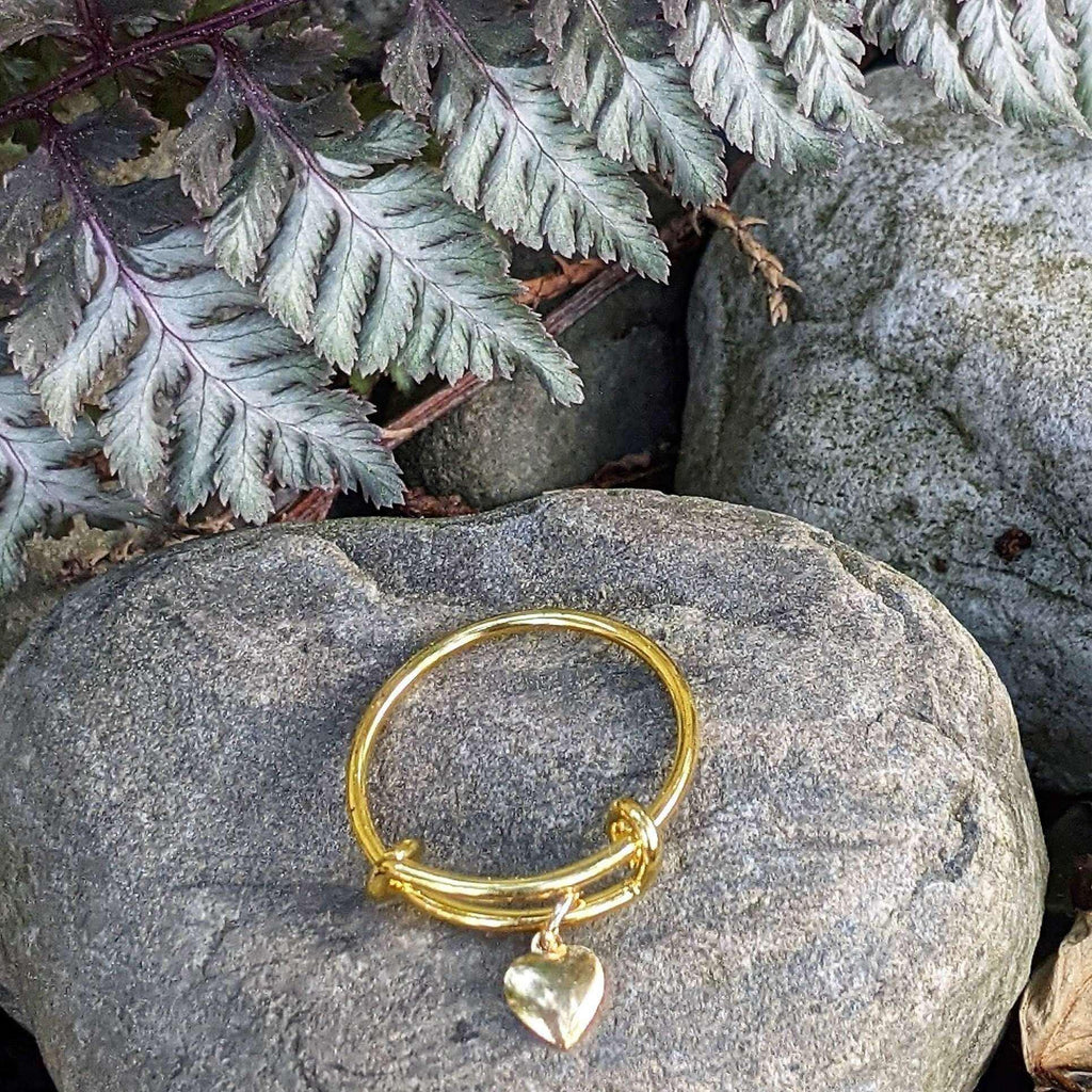 Gold Heart Expandable Charm Ring