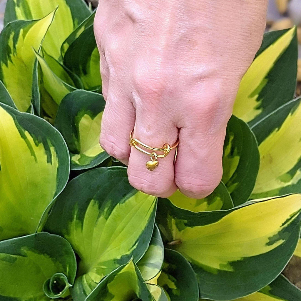 Gold Heart Expandable Charm Ring