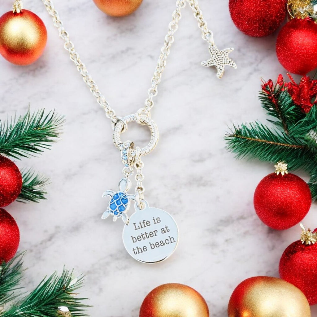 Life is Better On the Beach Charm Keeper Necklace - 18-24 inch