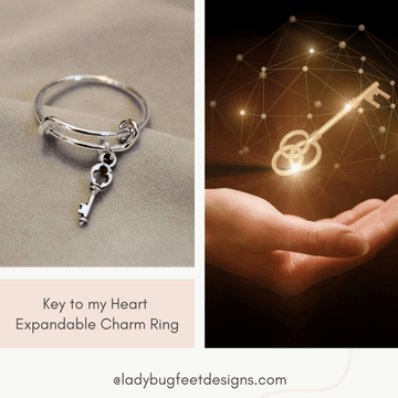 Key to my Heart Expandable Charm Ring