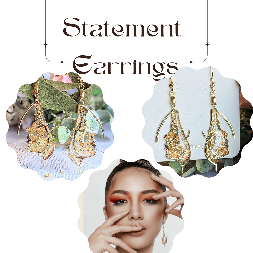 Lady Face Silhouette Dried Flower Dangle earrings