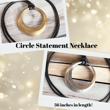 Large Circle Pendant Cord Necklace, 36 inches