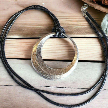 Large Circle Pendant Cord Necklace, 36 inches