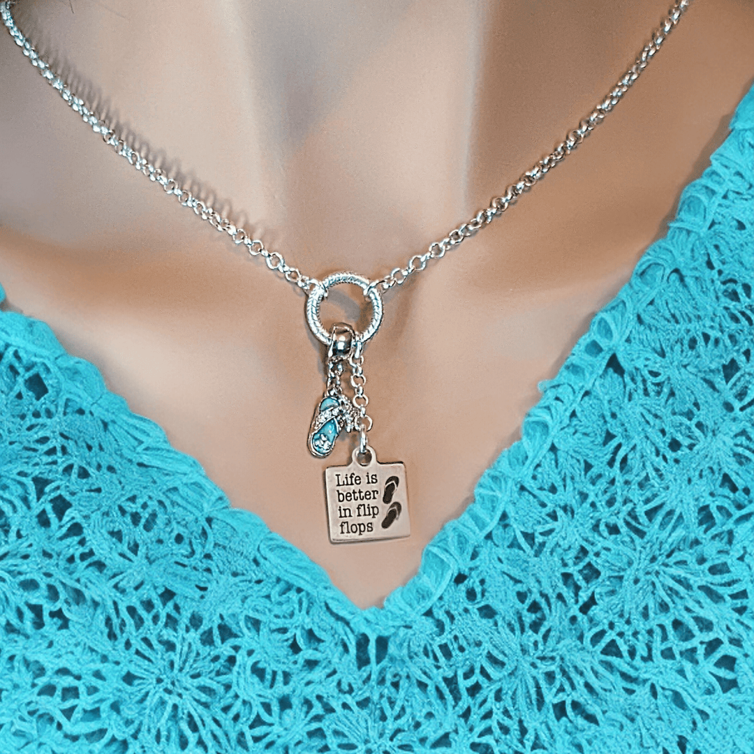 Life is Better in Flip Flops Charm Keeper Necklace - 18-24 inch