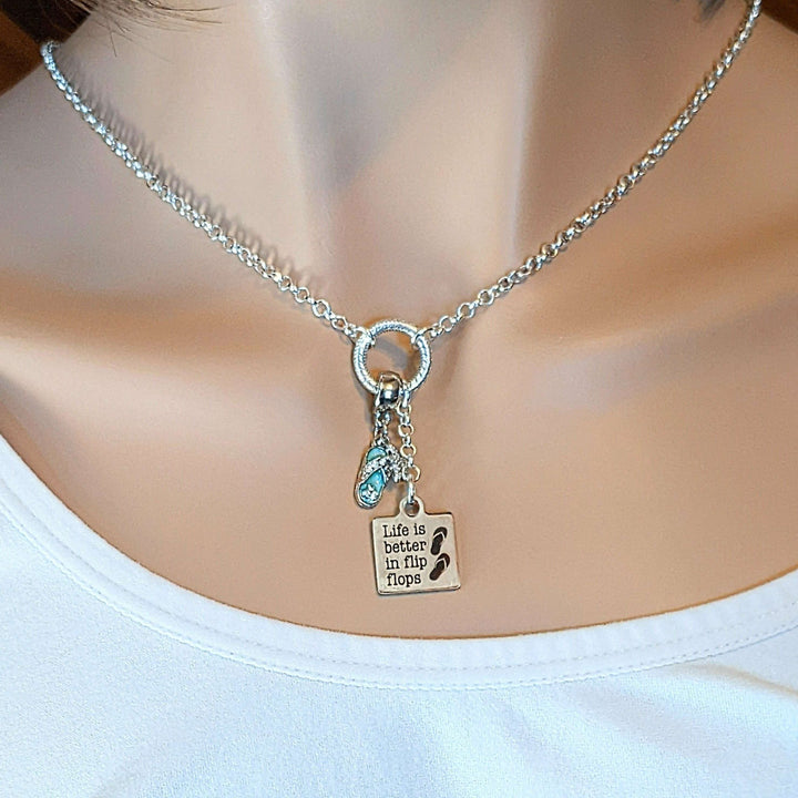 Life is Better in Flip Flops Charm Keeper Necklace - 18-24 inch