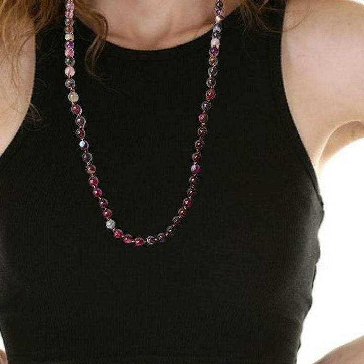 Light Purple Jade Semi-Precious Gemstone Necklace- 36 inch