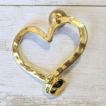 Matte Gold Hammered Heart Nail Pendant