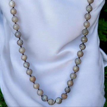 Metallic Druzy Semi-Precious Gemstone Necklace- 36 inch