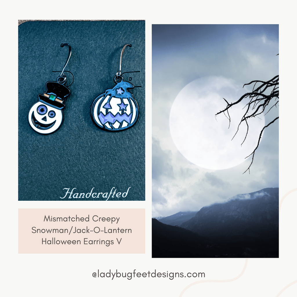 Mismatched Creepy Snowman/Jack-O-Lantern Halloween Earrings V