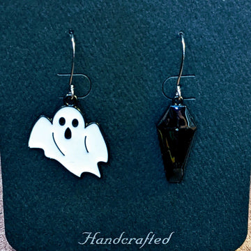Mismatched Ghost/Coffin Halloween Earrings VII