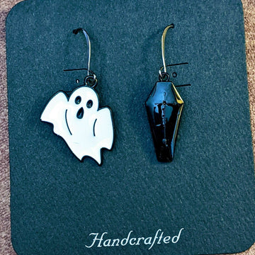 Mismatched Ghost/Coffin Halloween Earrings VII