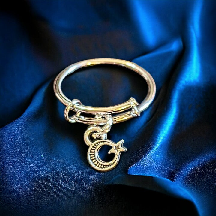 Moon Star Expandable Charm Ring