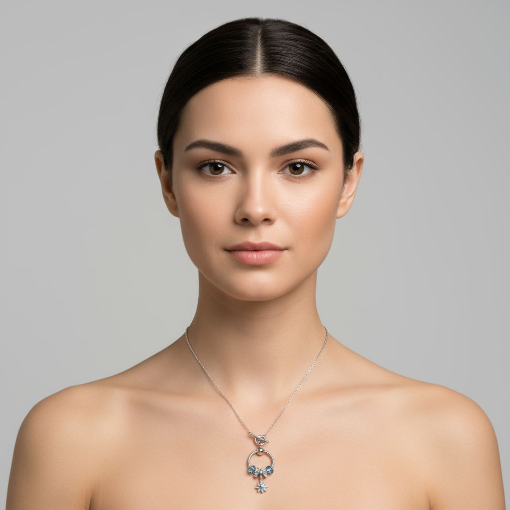 Moon Sun Star II Sterling Silver Toggle Charm Necklace, 20 inches