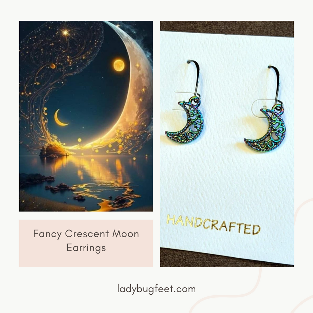 Fancy Crescent Moon Earrings