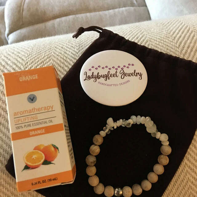 Moonstone Gemstone Chip Diffuser Bracelet- Good Luck Bracelet-JUNE BIRTHSTONE