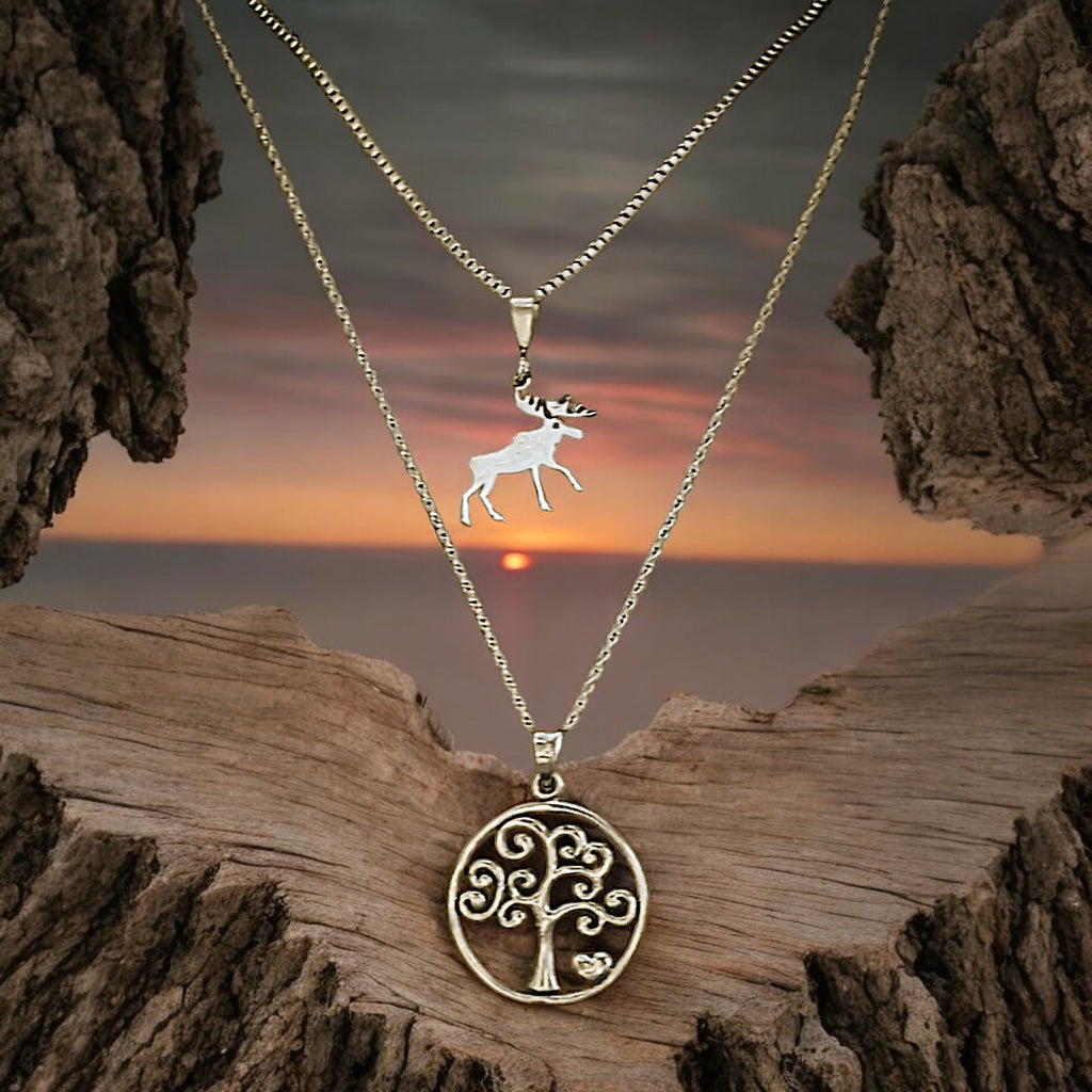 Moose & Tree of Life Necklace Set