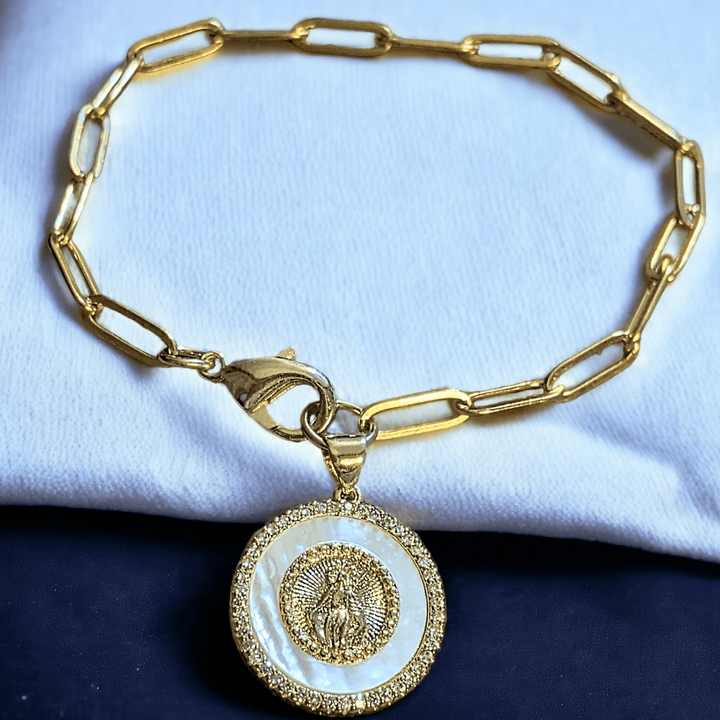 Mother Mary Paperclip Chain Bracelet