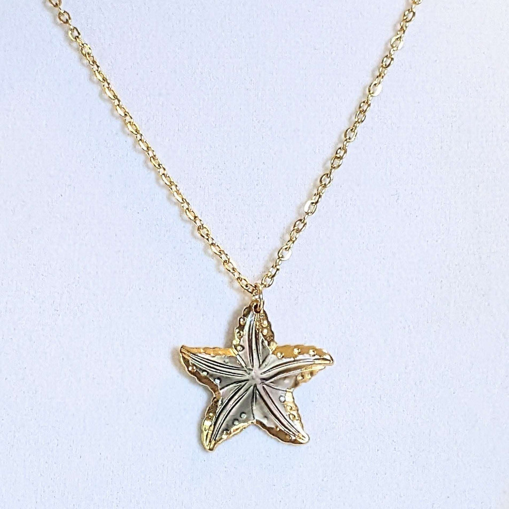 Natural Rainbow Shell Starfish necklace, 18- 24 inch