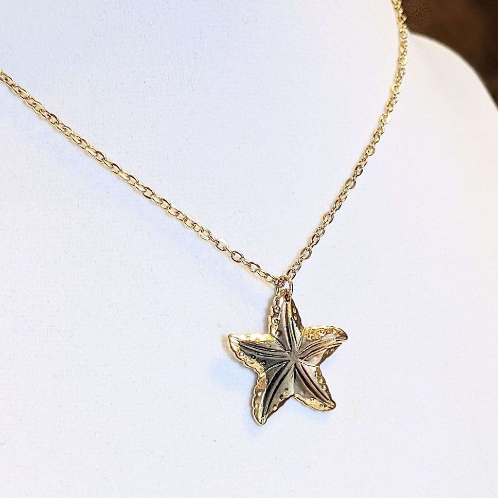 Natural Rainbow Shell Starfish necklace, 18- 24 inch