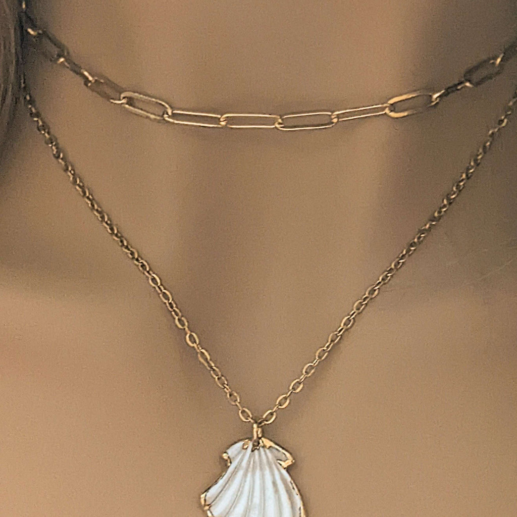 Natural Scallop Shell Necklace, 18- 24 inch