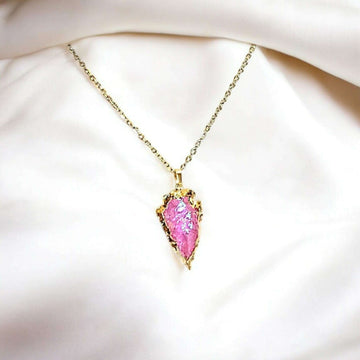 Natural Titanium Quartz Crystal Arrowhead necklace, 18- 24 inch