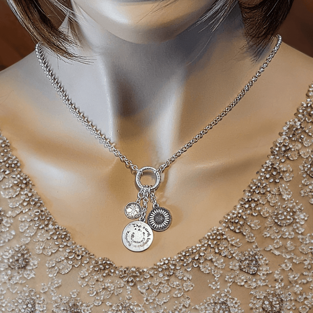 Nature Lover Silver Charm Keeper Necklace - 18-24 inch