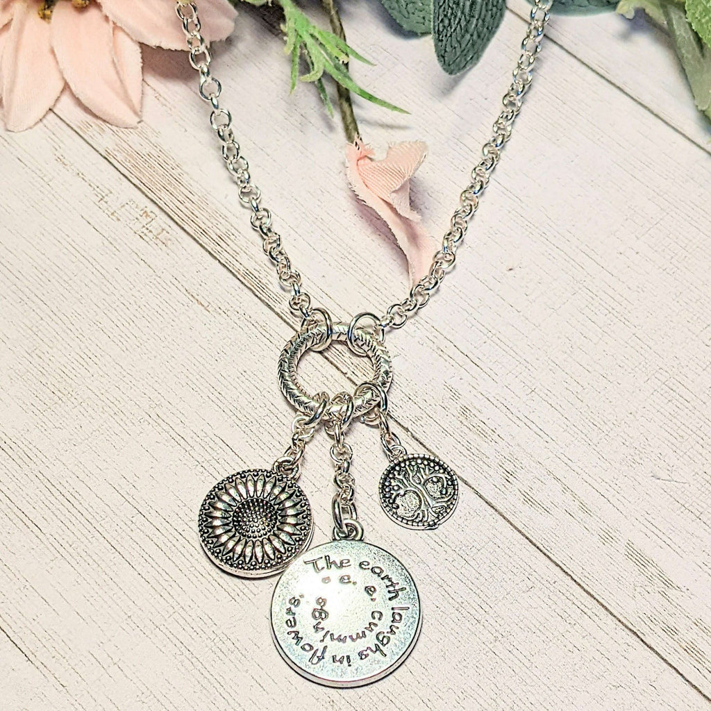 Nature Lover Silver Charm Keeper Necklace - 18-24 inch