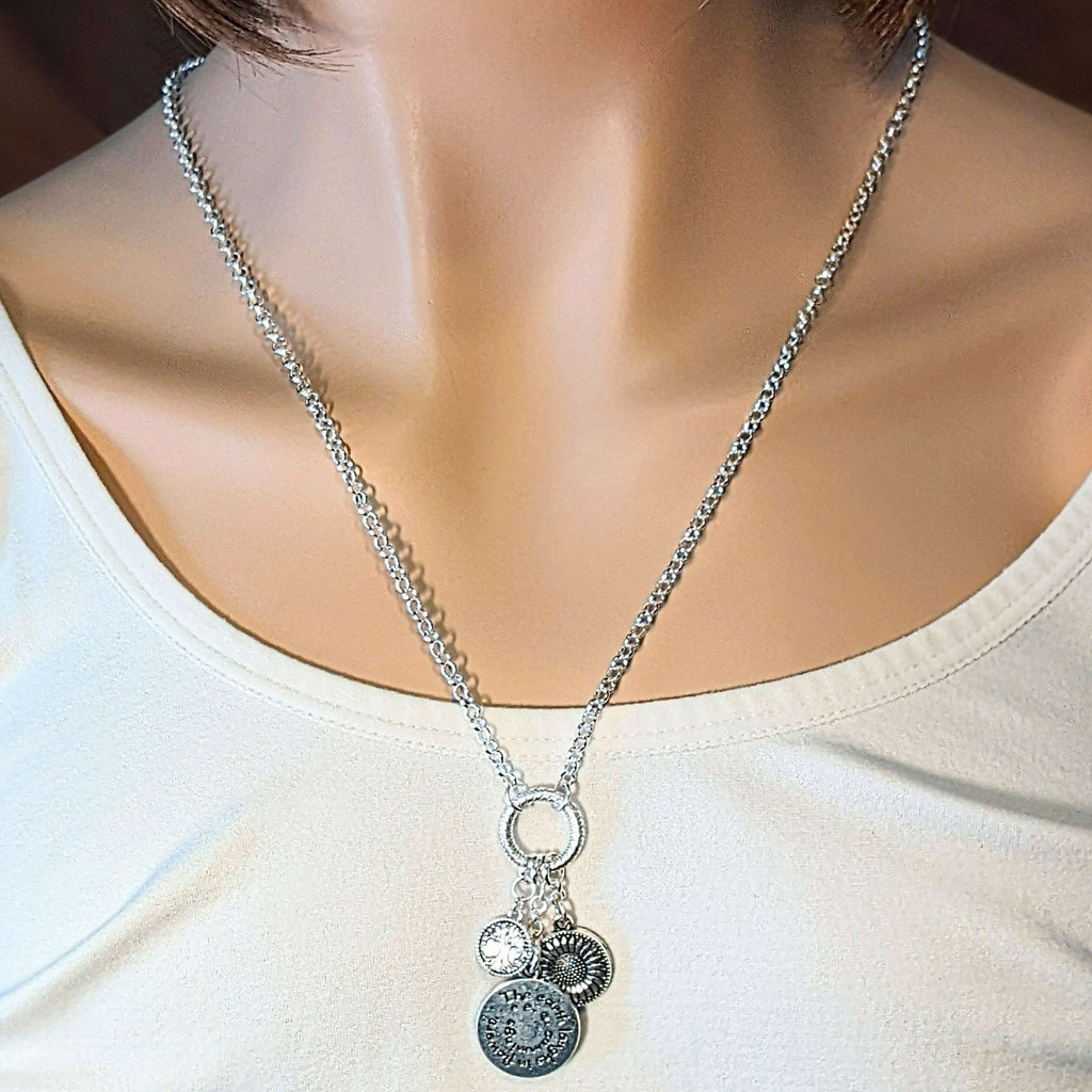 Nature Lover Silver Charm Keeper Necklace - 18-24 inch