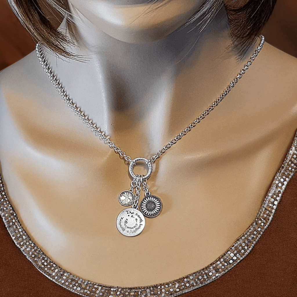 Nature Lover Silver Charm Keeper Necklace - 18-24 inch