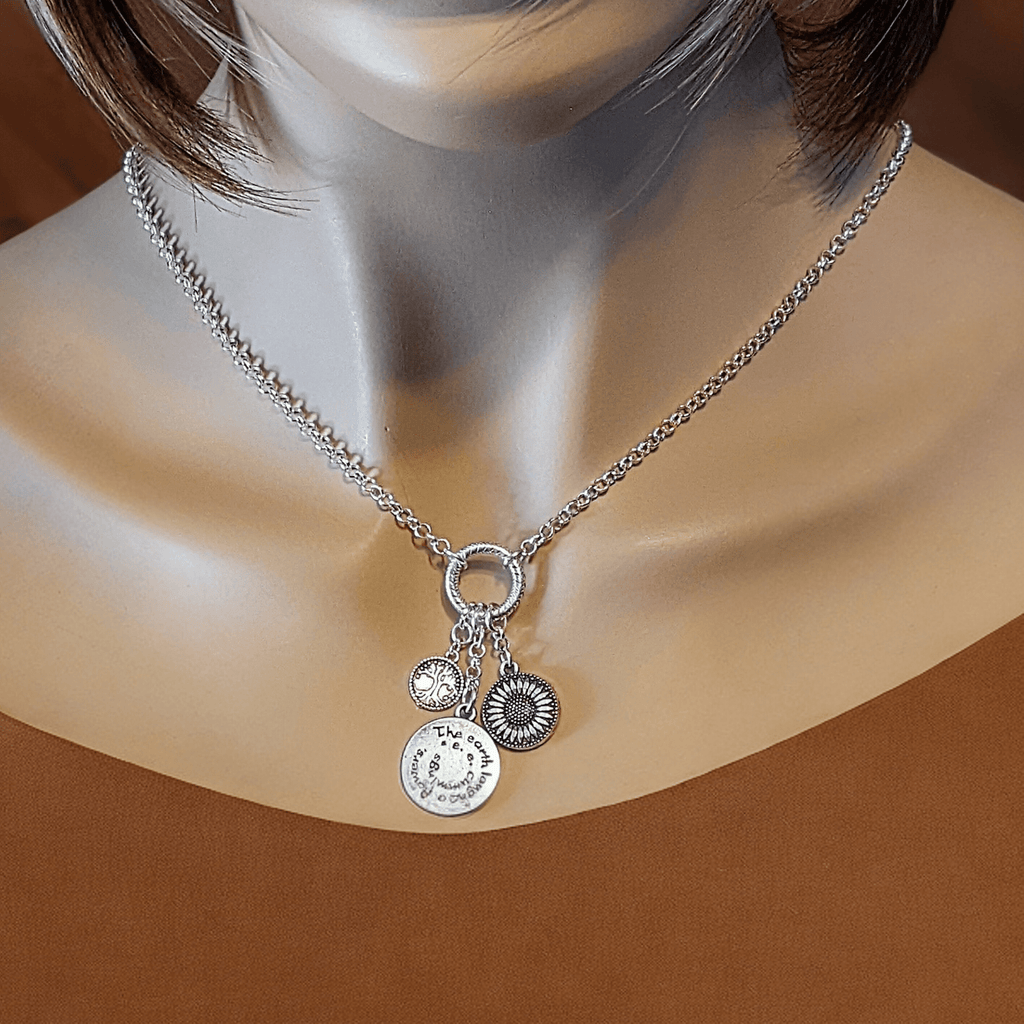 Nature Lover Silver Charm Keeper Necklace - 18-24 inch
