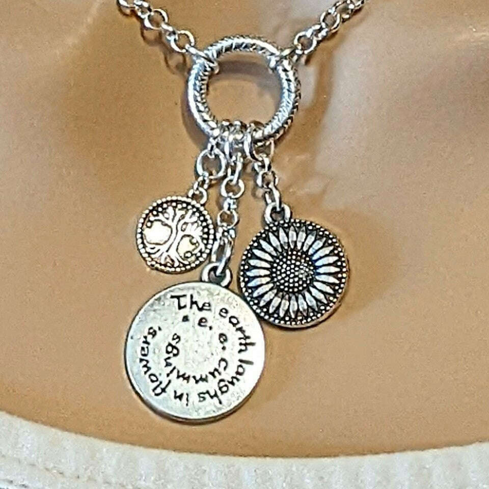Nature Lover Silver Charm Keeper Necklace - 18-24 inch