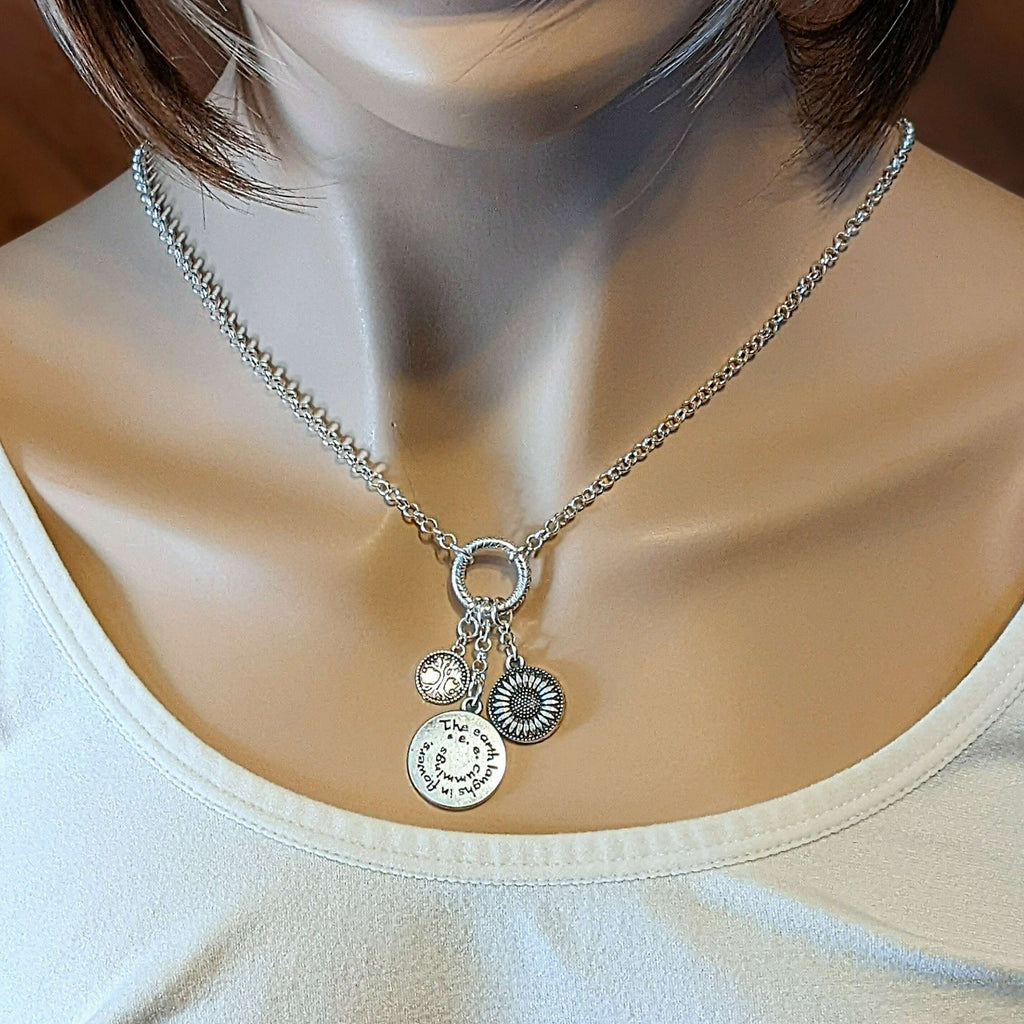 Nature Lover Silver Charm Keeper Necklace - 18-24 inch