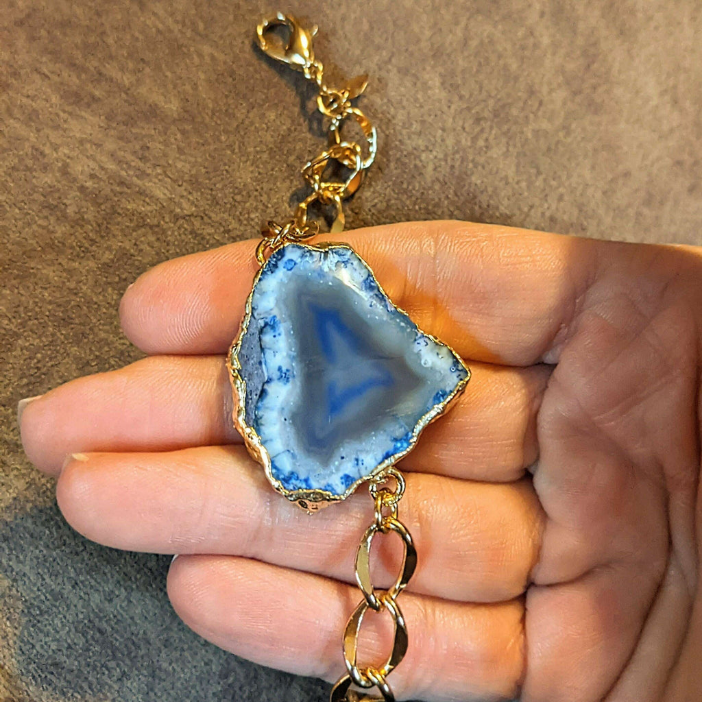 Ocean Blue Agate Geode Bracelet