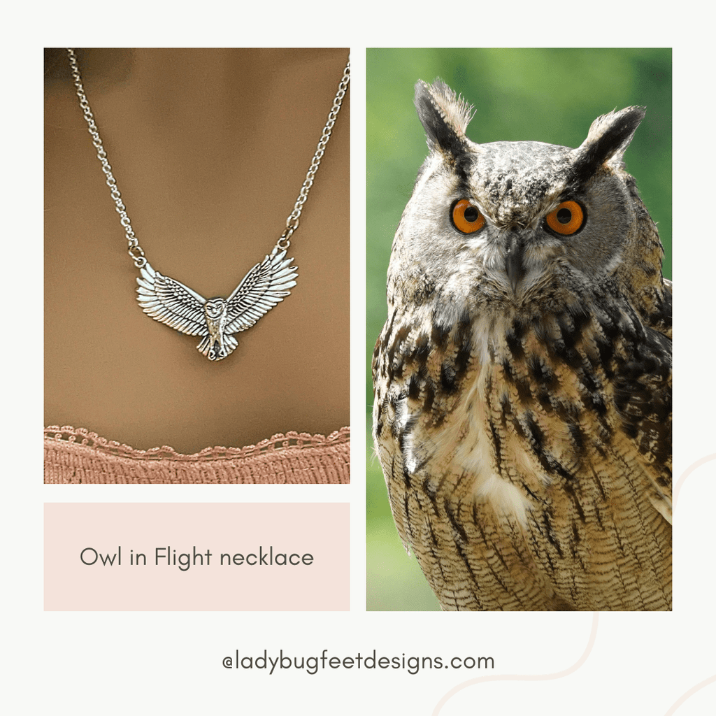 Owl in Flight necklace - 20 inch