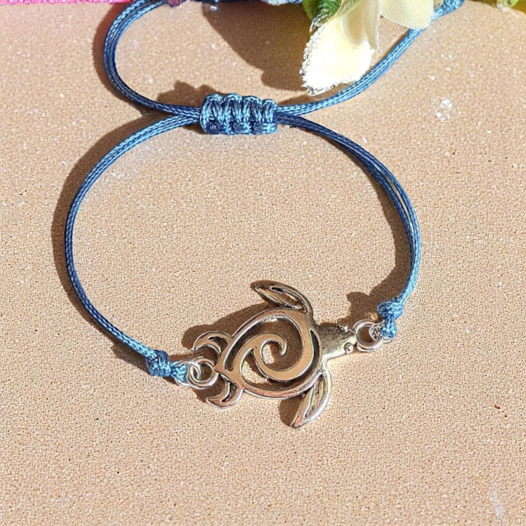 Sea Turtle Waxed Cord surfer Bracelet
