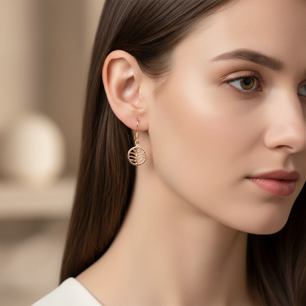 Palm Leaf Rose Gold dangle earrings