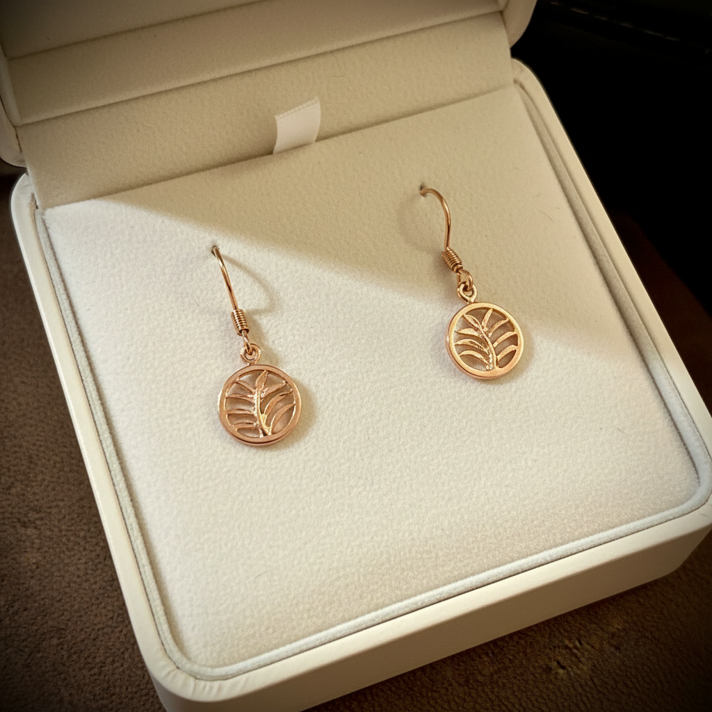 Palm Leaf Rose Gold dangle earrings