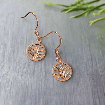Palm Leaf Rose Gold dangle earrings