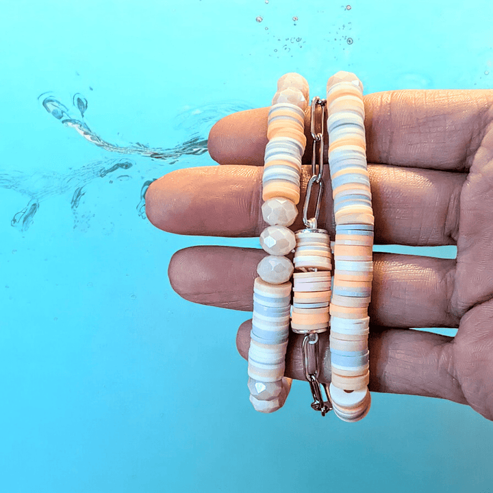 Peaches and Cream Stretch Bracelet Stack