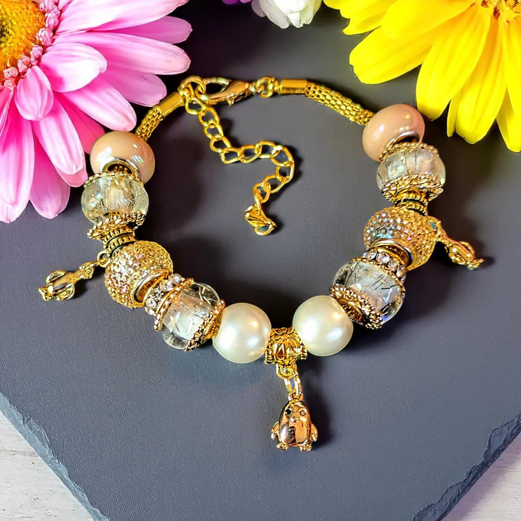 Peguin European beaded bracelet - Gold