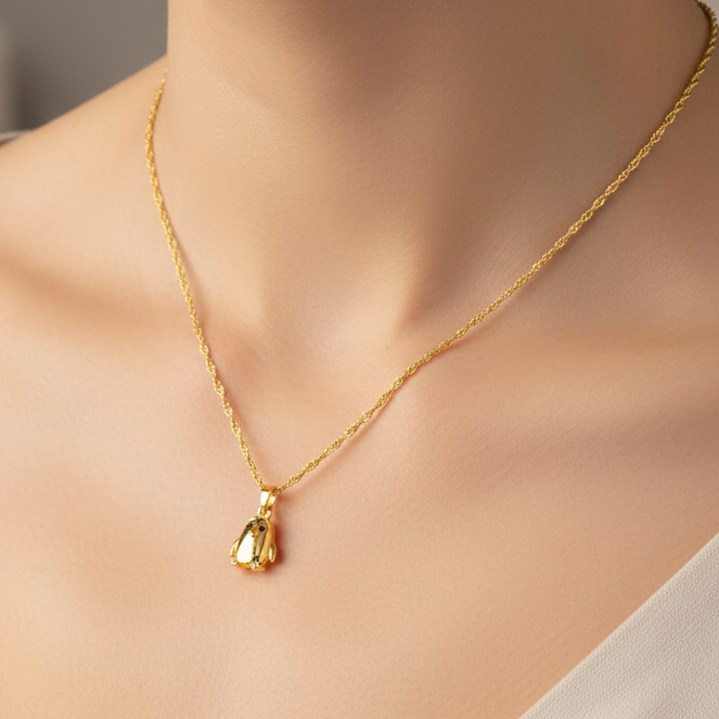 Penguin Necklace, Gold- 20 inch