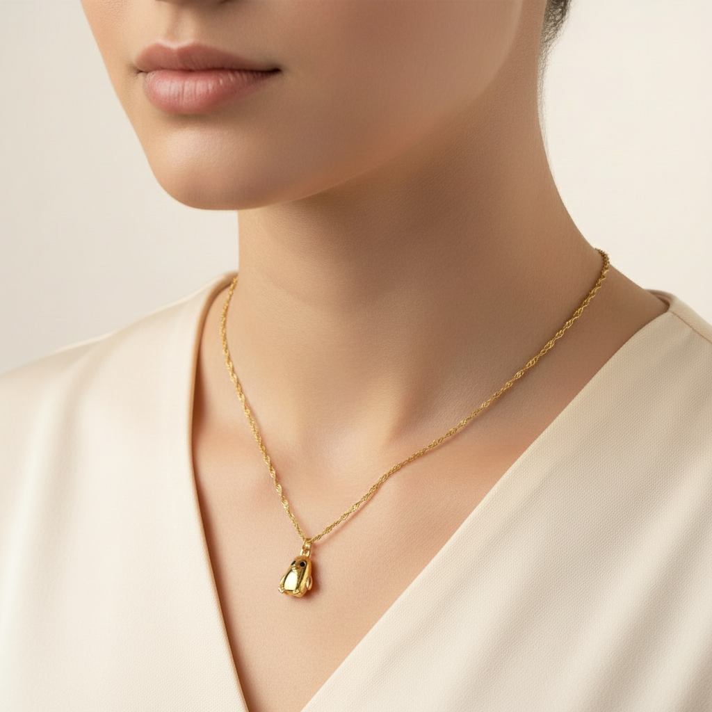 Penguin Necklace, Gold- 20 inch